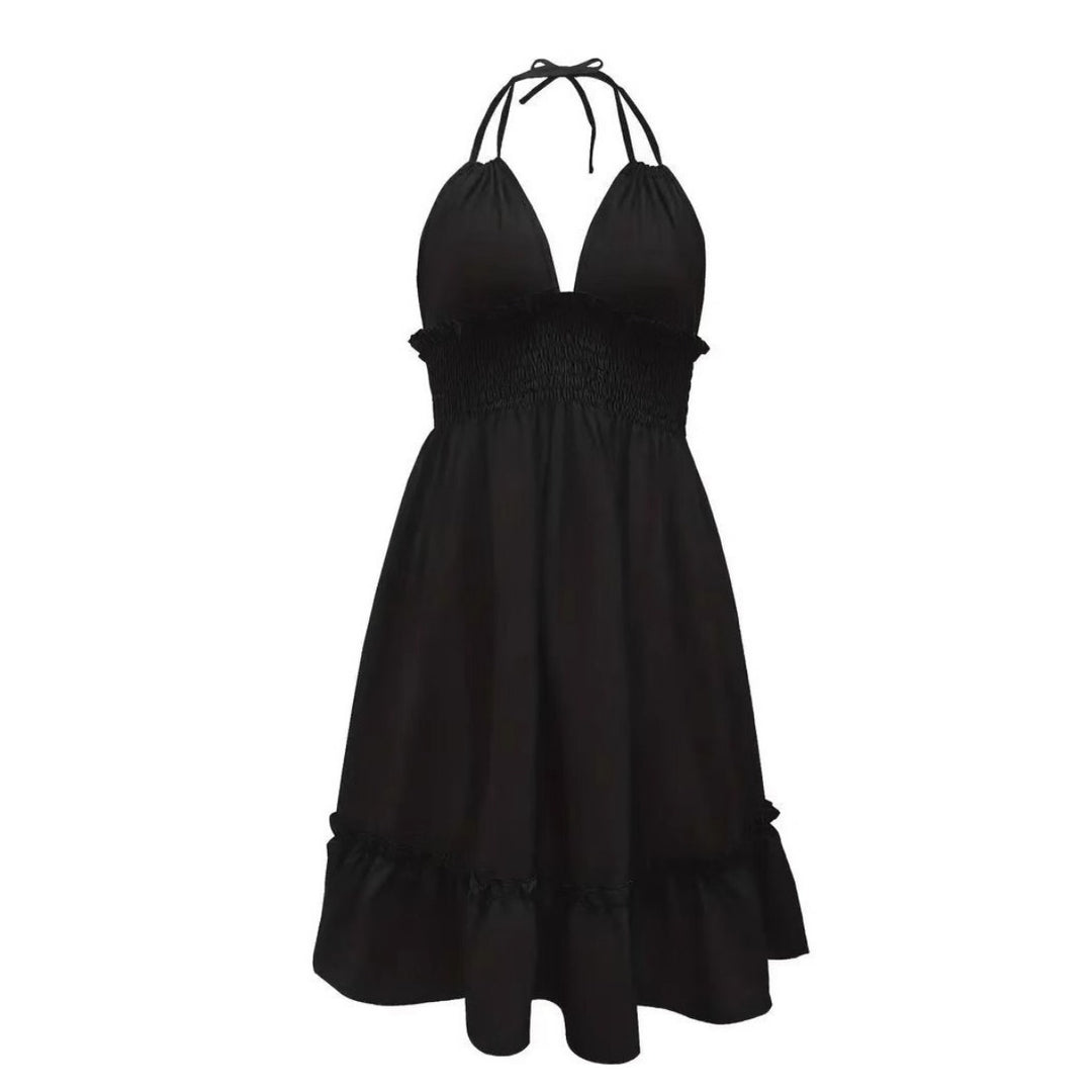 EB | Tiefes V-Seil-Sling-Neckholder-Kleid