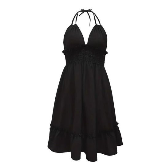 EB | Tiefes V-Seil-Sling-Neckholder-Kleid