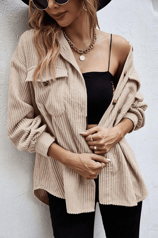 EB | Rippierte Hemdjacke Baumwollmischung Komfortabel und Elegant