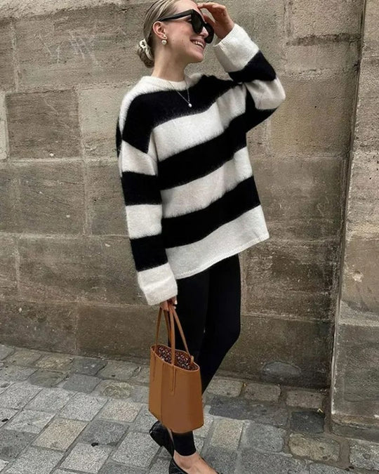 EB | Blockstreifen Strick Lockerer Pullover