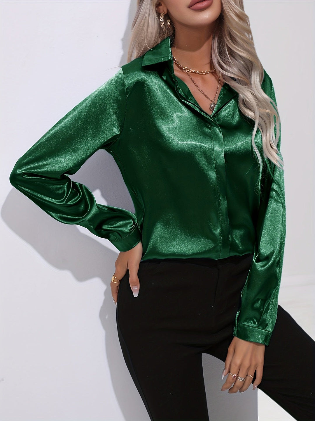 EB | Damen Elegante Satinbluse