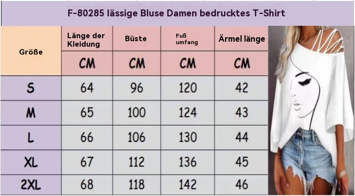 EB | Spleißen lockeres lässiges Print-T-Shirt