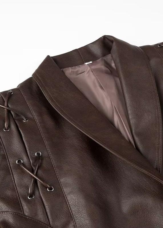 EB | Leder Wickeljacke mit Gürtel