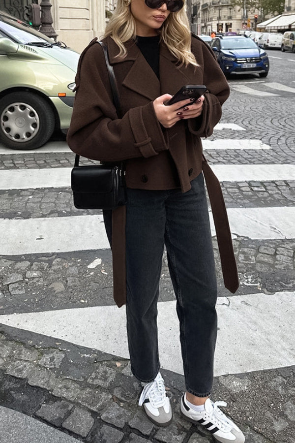 EB | Revers Temperament Doppelreiher Haar Wolljacke