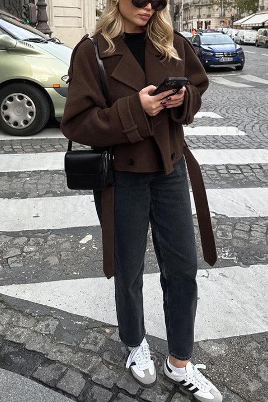 EB | Revers Temperament Doppelreiher Haar Wolljacke