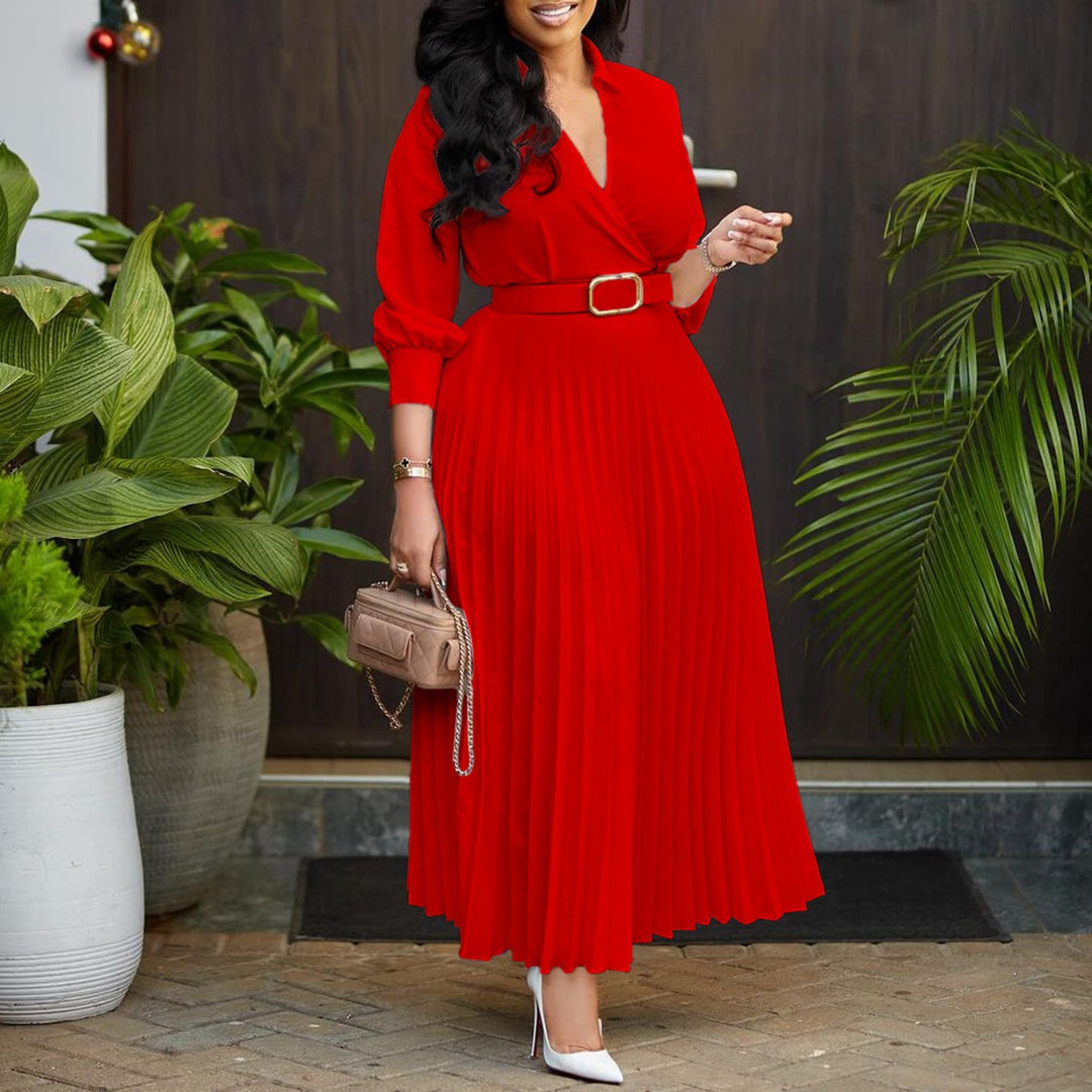EB | Women 's solide Farbe große Größe Kleid