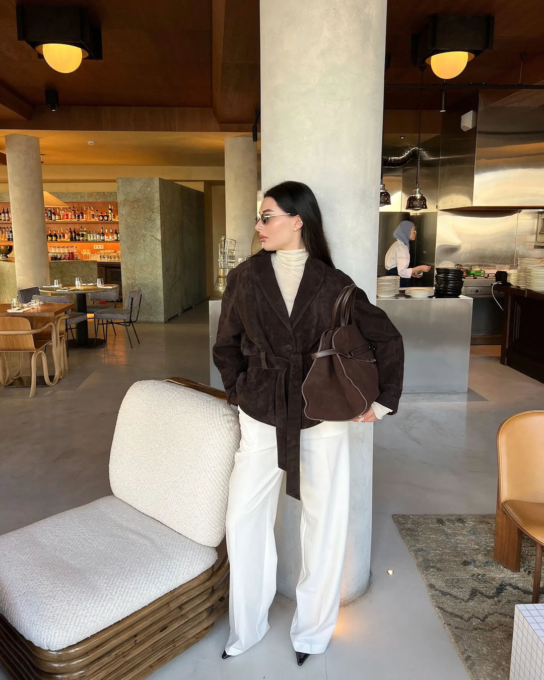 EB | Retro Wildlederjacke mit langen Ärmeln
