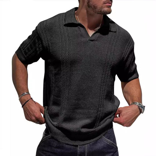 EB | Hohles POLO-Shirt mit V-Ausschnitt