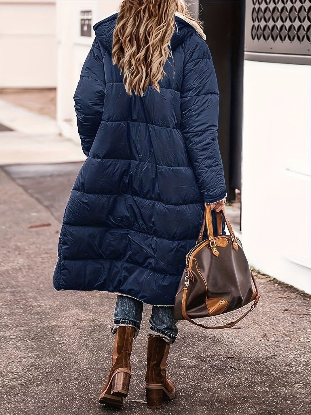 EB | Lang gesteppter Mantel mit Fleece-Futter für Frauen Ideal für den Winter