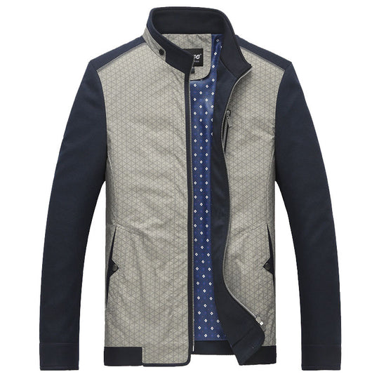 Herren Hybrid-Übergangsjacke mit gesteppter Front, Jersey-Ärmeln und Stehkragen EB