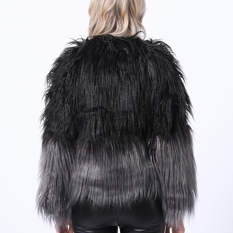 Damen Extravaganter Kunstpelzbollerjacke mit hochgeschlossenem Kragen EB