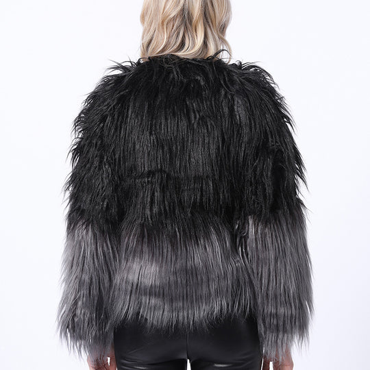 Damen Extravaganter Kunstpelzbollerjacke mit hochgeschlossenem Kragen EB