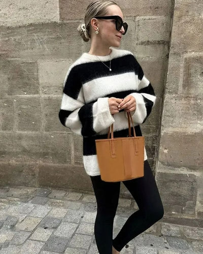 EB | Blockstreifen Strick Lockerer Pullover