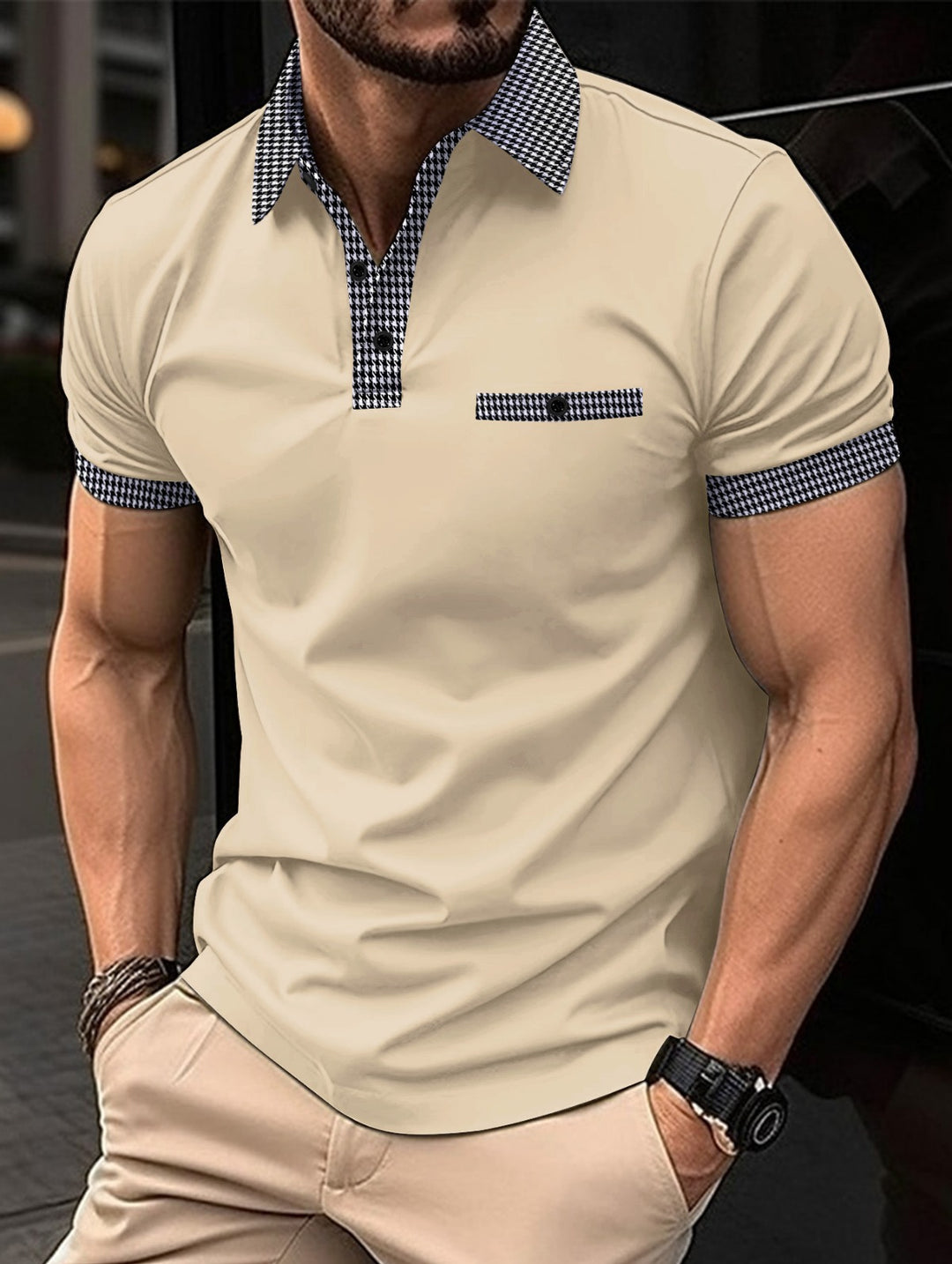 EB | Farblich passendes POLO-Shirt mit Knöpfen