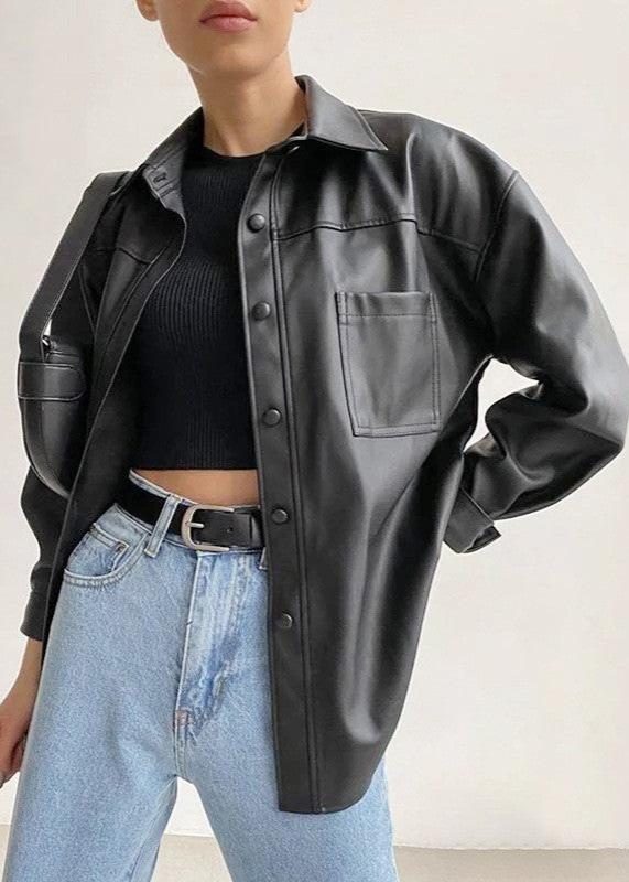 EB | Kunstleder Button-Up Jacke