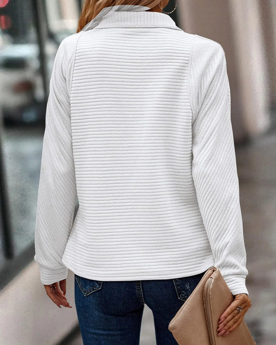 EB | Eleganter Damenpullover Mit Reißverschluss Und V Ausschnitt