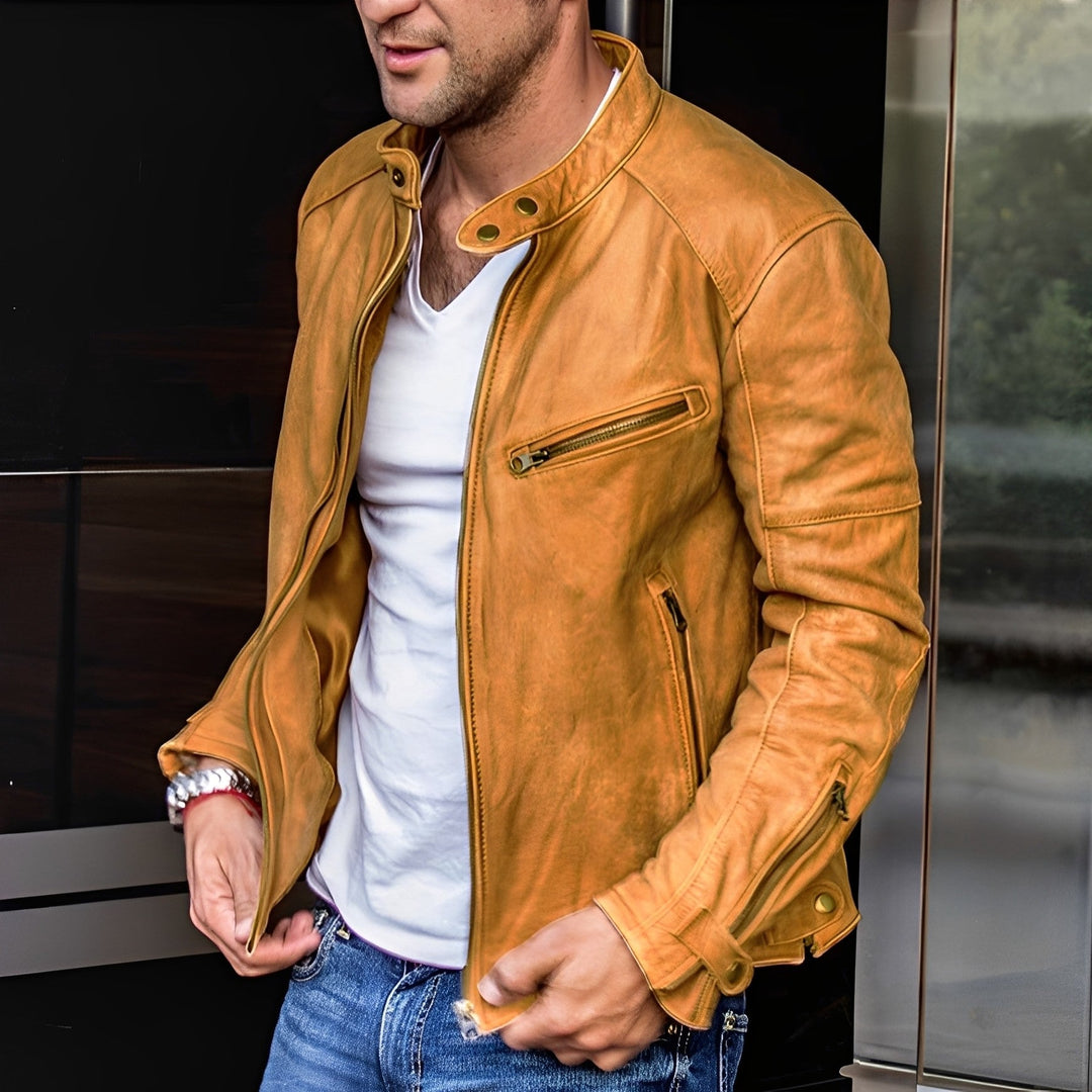 EB | Vielseitige Lederjacke mit Stehkragen für Herren