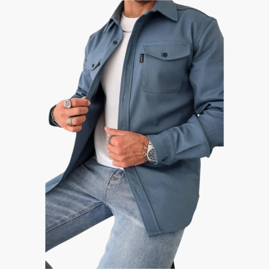 EB | Overshirt Jacke - Modernes Knopfdurchgang Hemdjacke für Freizeit und Business