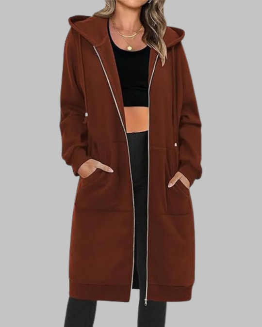 EB | Lässige Zip-Up Übergroße Lange Jacke