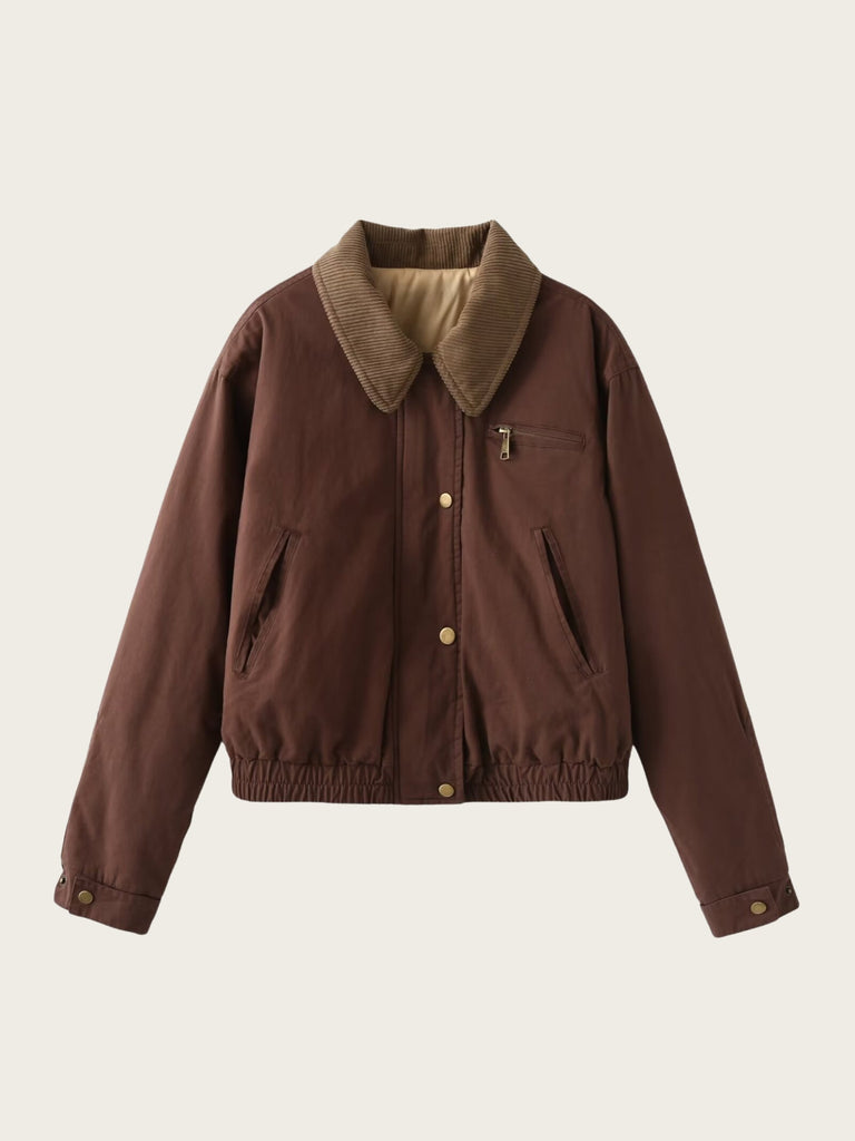 EB | Casual Bomberjacke Cord Kragen Reißverschluss Oberbekleidung