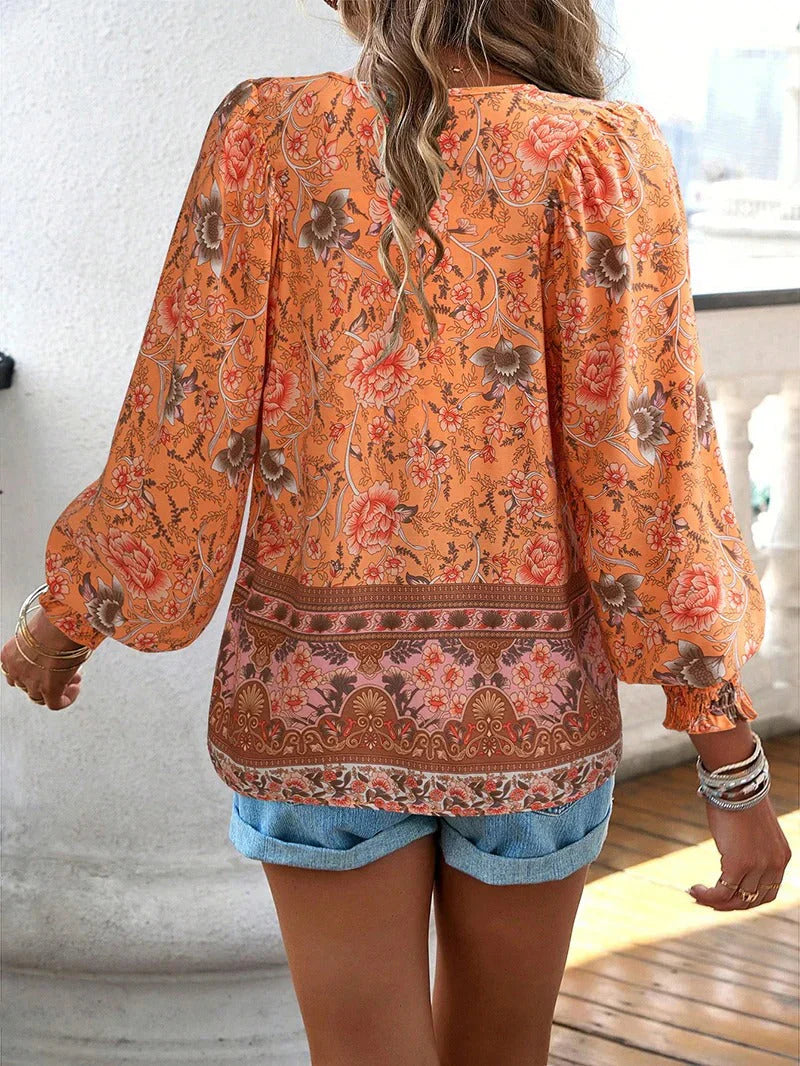EB | Blumenbluse Mit Langen Ärmeln Für Damen