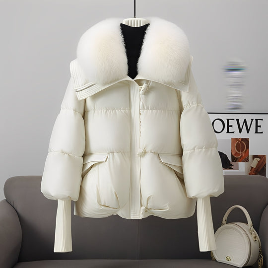 EB | eleganter Windbreaker Daunenjacke mit Pelzkragen für Frauen