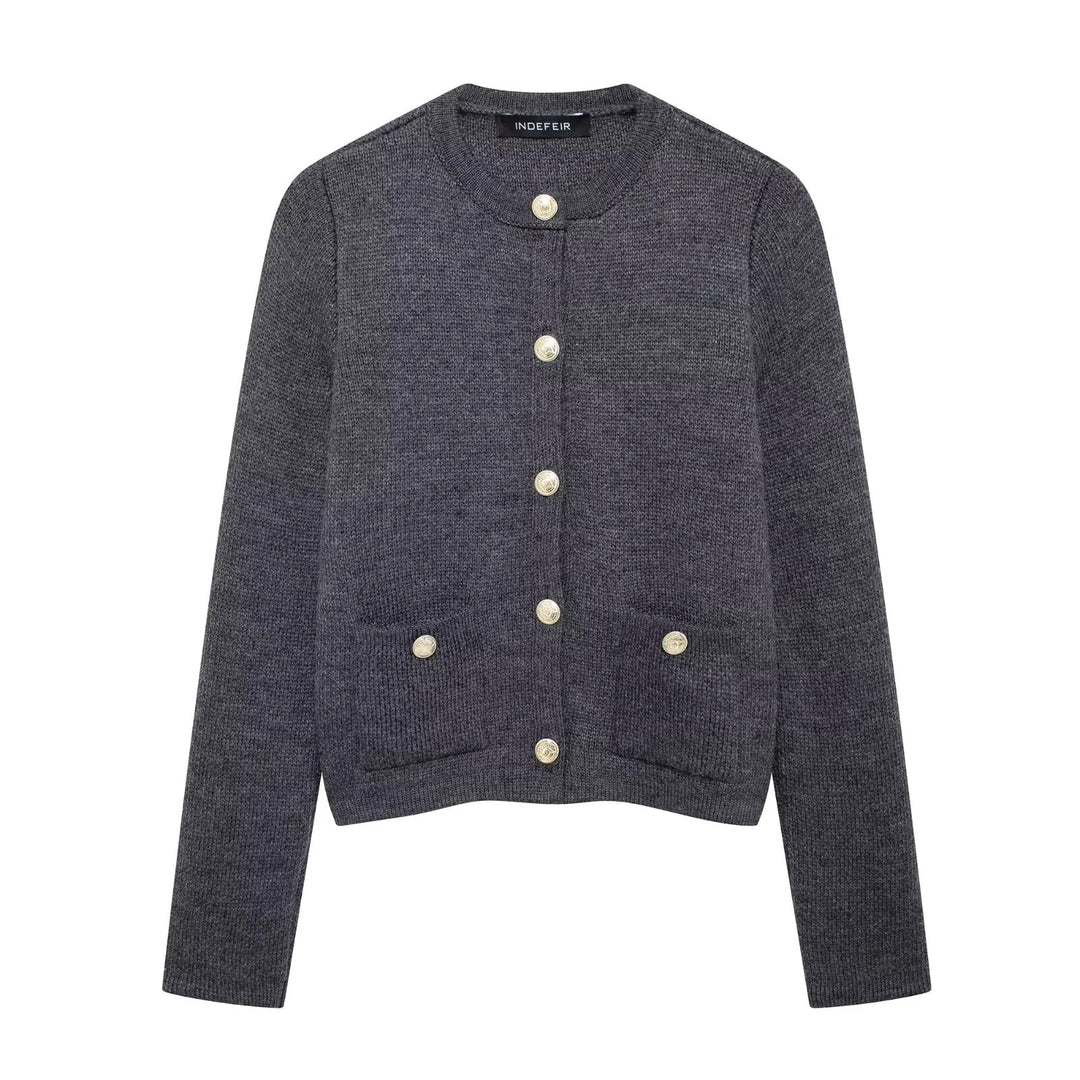 EB | Lässiger Cardigan mit goldenem Knopfverschluss für Damen