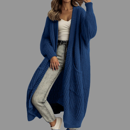 Damen Kuscheliger Strickmantel mit Gürtel und praktischen Taschen EB