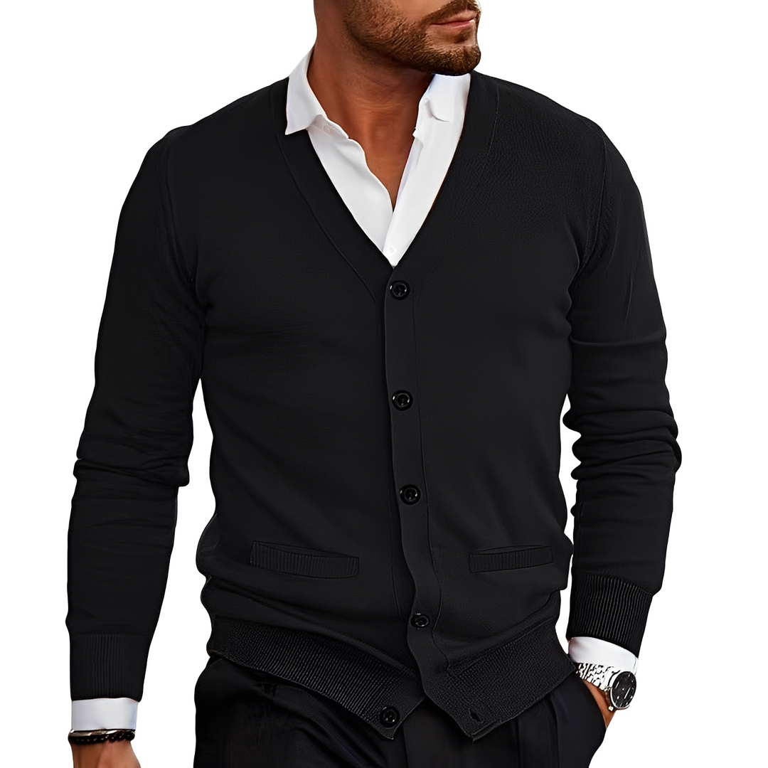 EB | Eleganter Cardigan mit Knopfblende für Herren