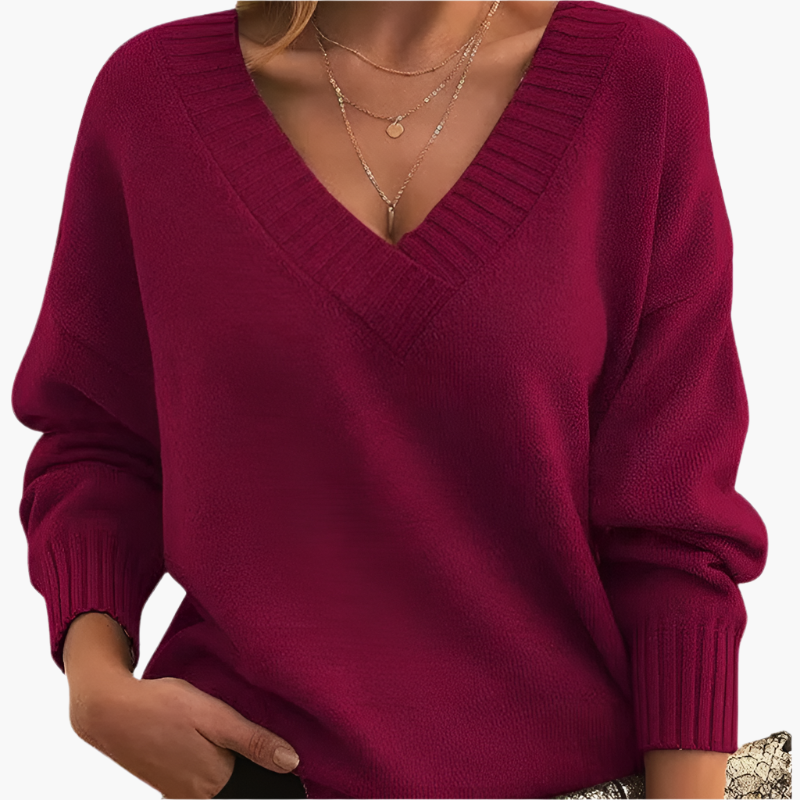 EB | V-Neck Pullover - Elegante Strickpullover Im Oversize-Stil für Alltag & Büro