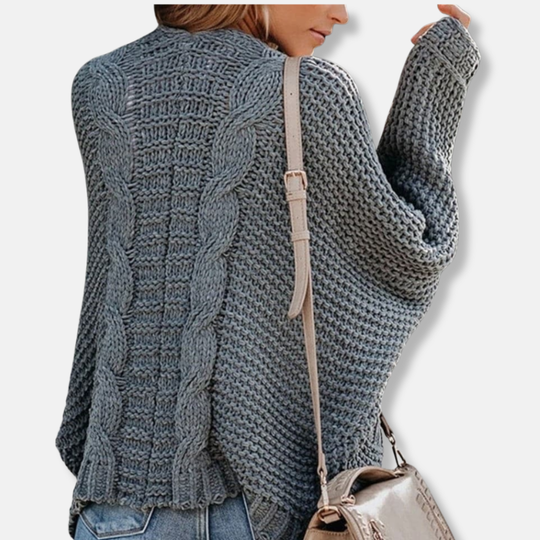 EB | Woll Übergroßer Cardigan Gerippter Offener Fronttaschen Cardigan
