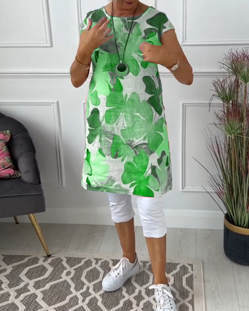 EB | Lässiges Longtop mit Farbenfrohem Blumenprint