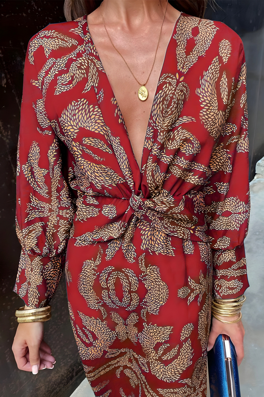 EB | Knotendes V-Ausschnitt Maxikleid