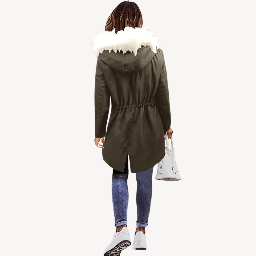 EB | Damen Kunstpelz Kapuzen Parka Jacke