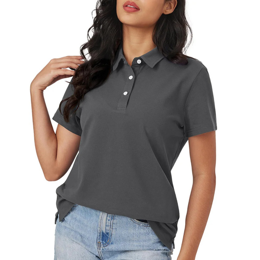 EB | Blaue Seide Atmungsaktiv Leichtgewicht Damen Polo