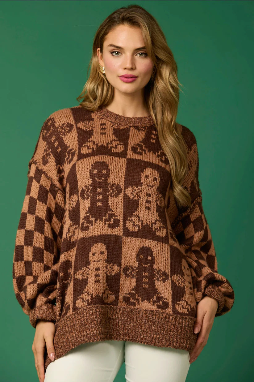 EB | Zuckerstangen-Weihnachtsnadeln & Lebkuchenmann Strickpullover
