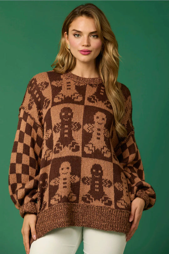 EB | Zuckerstangen-Weihnachtsnadeln & Lebkuchenmann Strickpullover