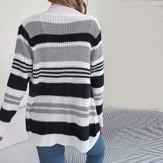 EB | Gestreifte Strick-Strickjacke mit Modernem Look