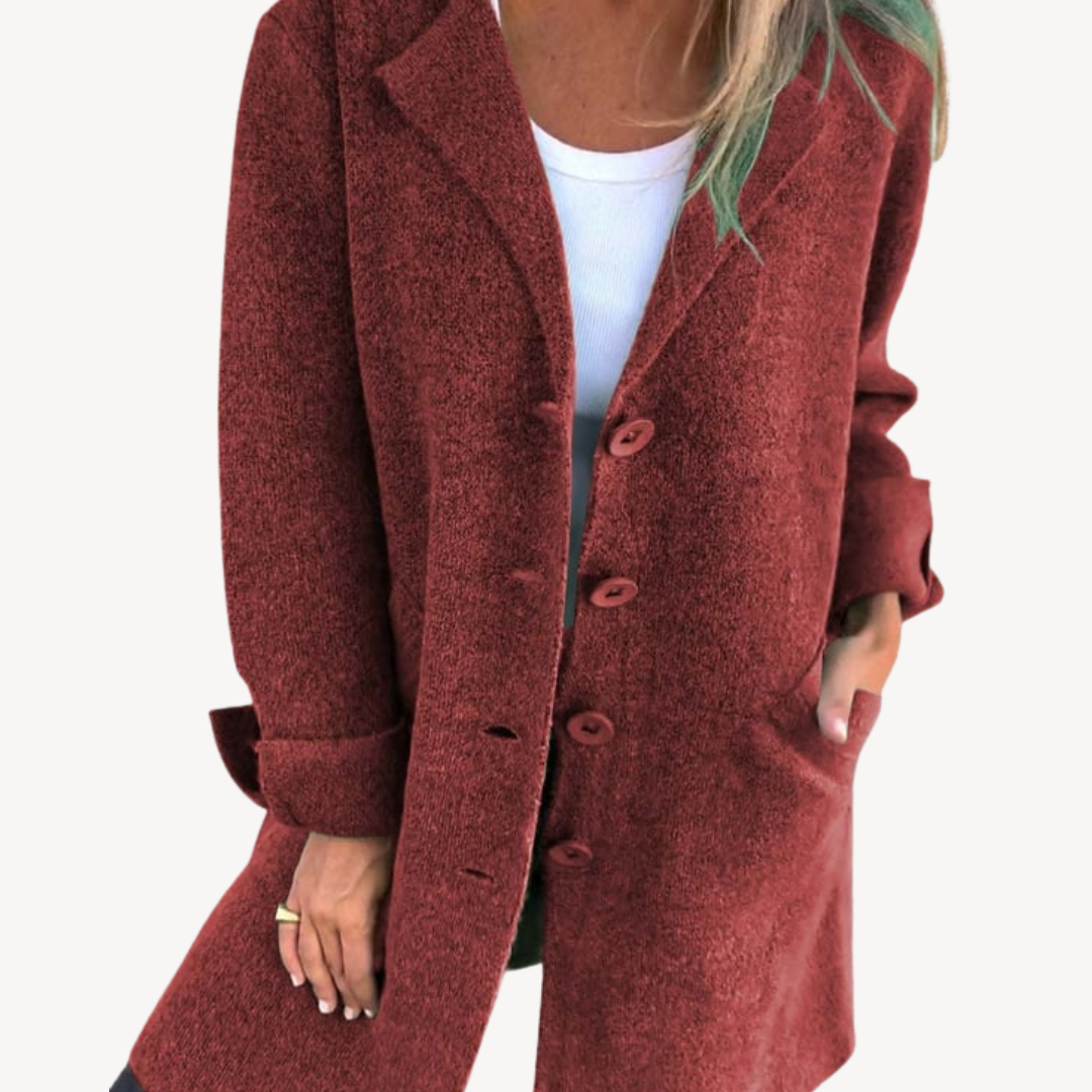 EB | Frauen Wollmischung Langjacke mit Knopfverschluss