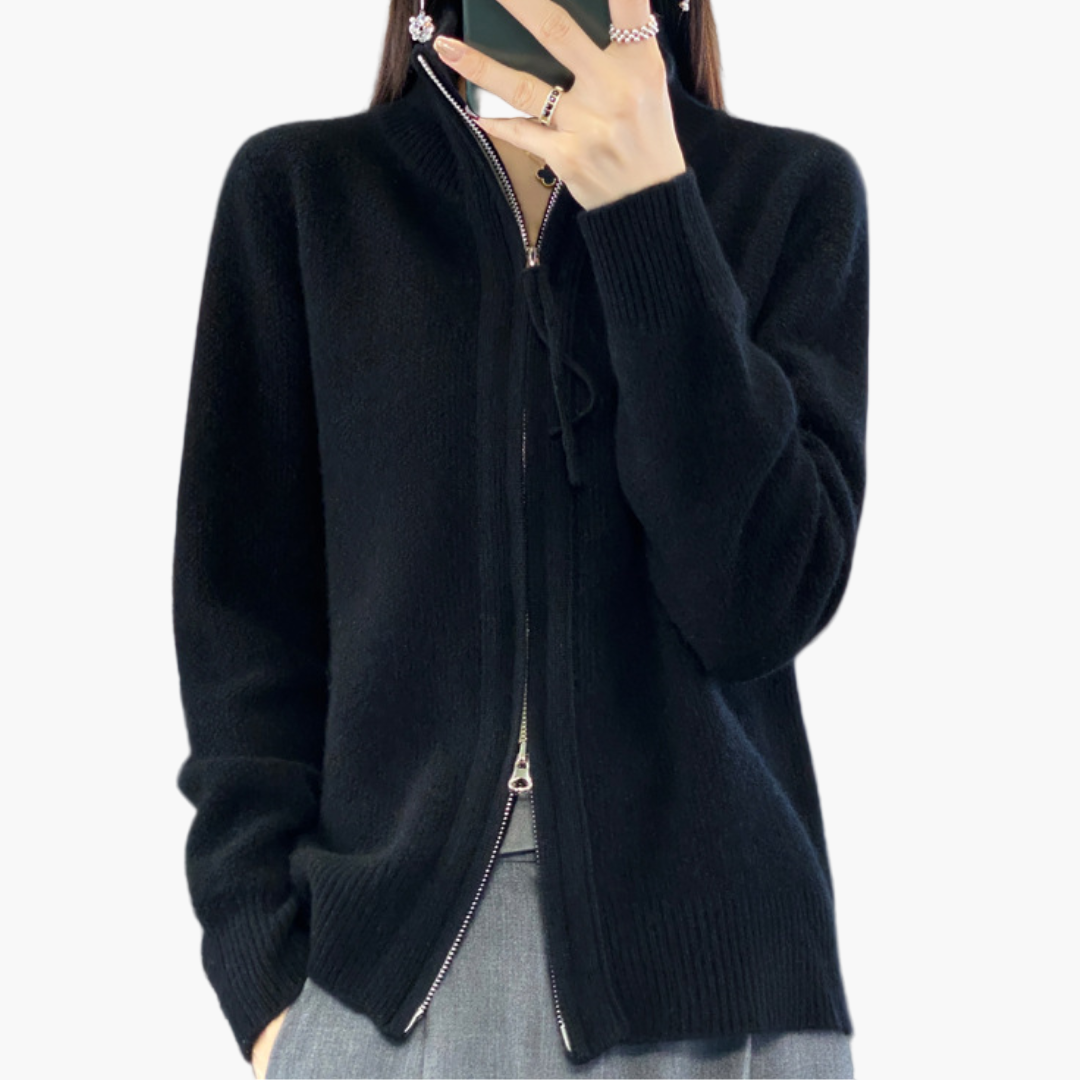 EB | Strickjacke mit Reißverschluss - Eleganter Casual Style für Alltag und Büro