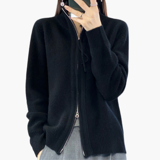 EB | Strickjacke mit Reißverschluss - Eleganter Casual Style für Alltag und Büro