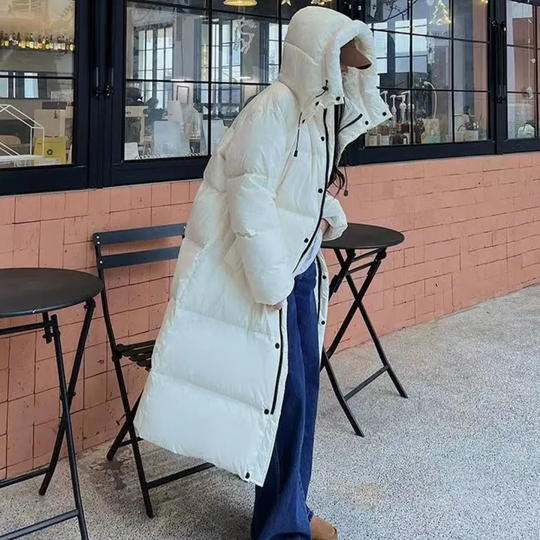 EB | Lange Winter Puffer Daunen Jacke - Kapuze
