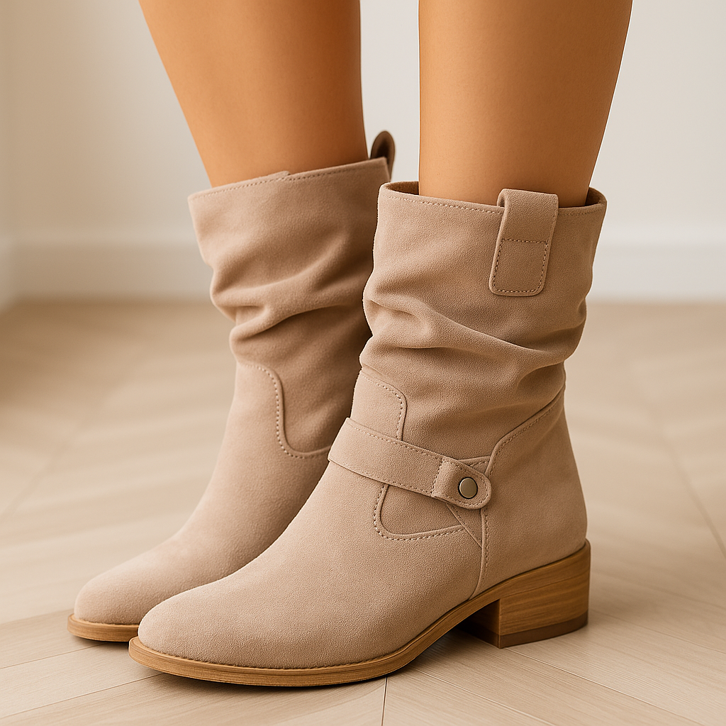 EB | Bequeme Damen Cowboy Stiefeletten mit Niedrigem Absatz