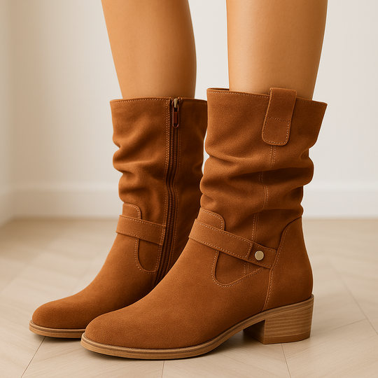 EB | Bequeme Damen Cowboy Stiefeletten mit Niedrigem Absatz