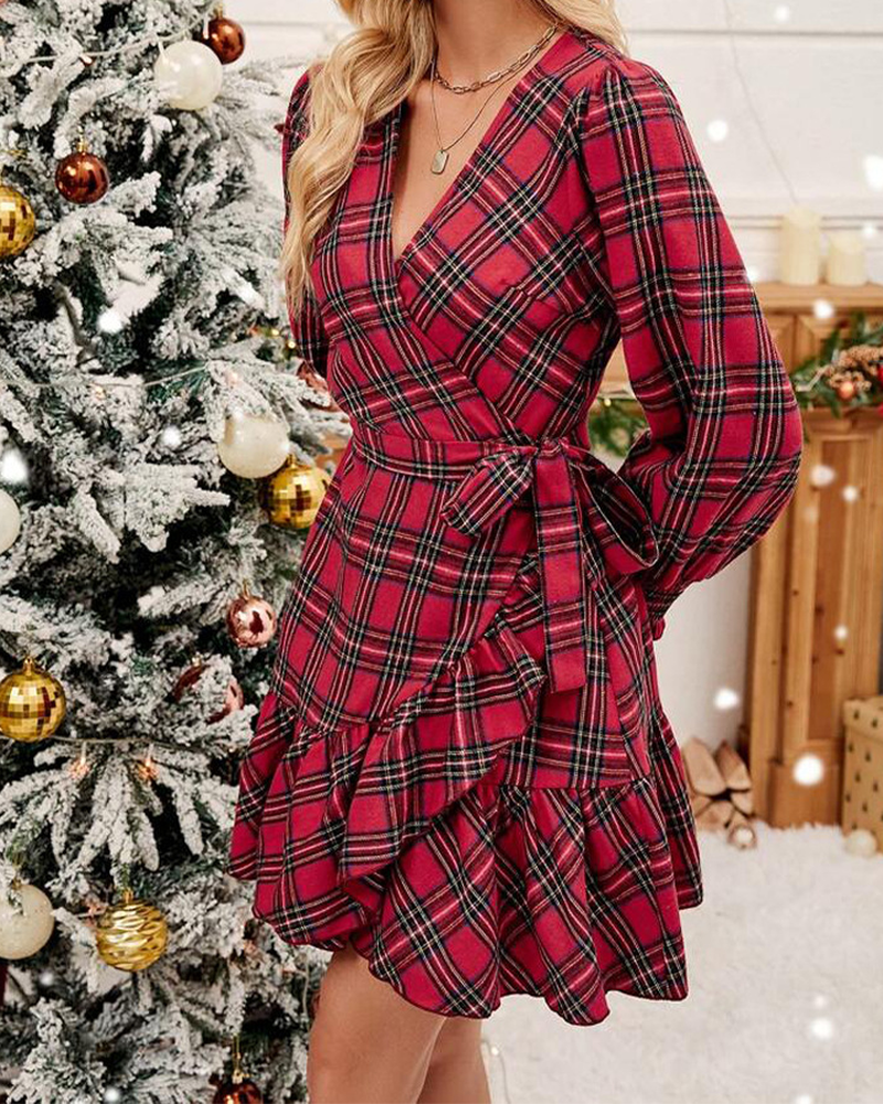 EB | Weihnachts V-Ausschnitt Schwingkleid