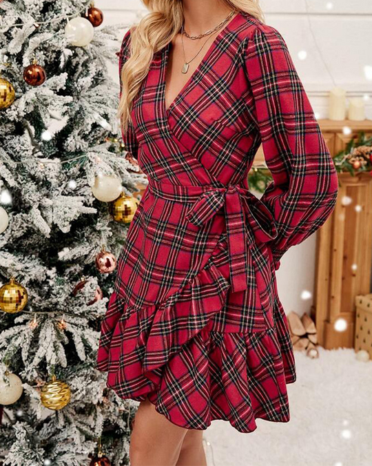 EB | Weihnachts V-Ausschnitt Schwingkleid