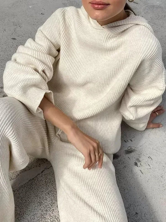 EB | Luxus Frau Hoodie Gestreiftes Set