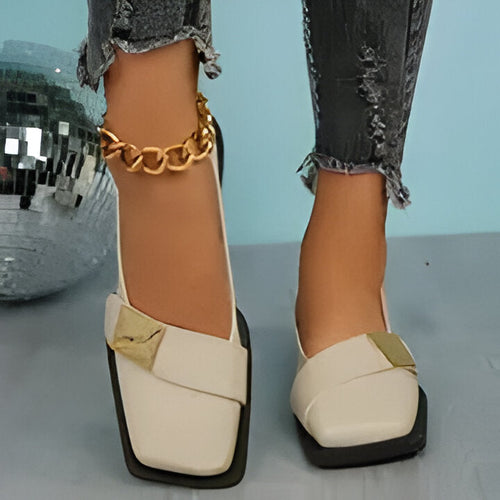 Marianne | Elegante Damen Slipper mit quadratischer Zehe und großer Schnalle EB