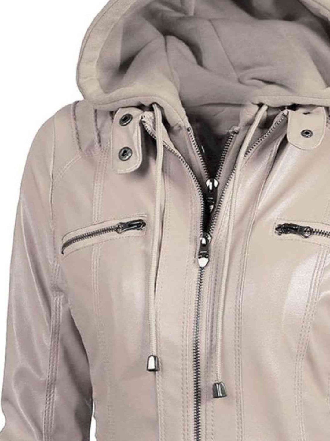 EB | PU-Jacke mit Kapuze und durchgehendem Reißverschluss