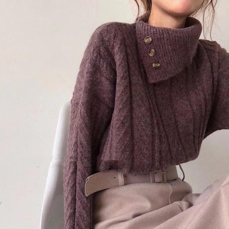 EB | Strickpullover mit Asymmetrischem Kragen Weich und Elegant Zeitloses Design